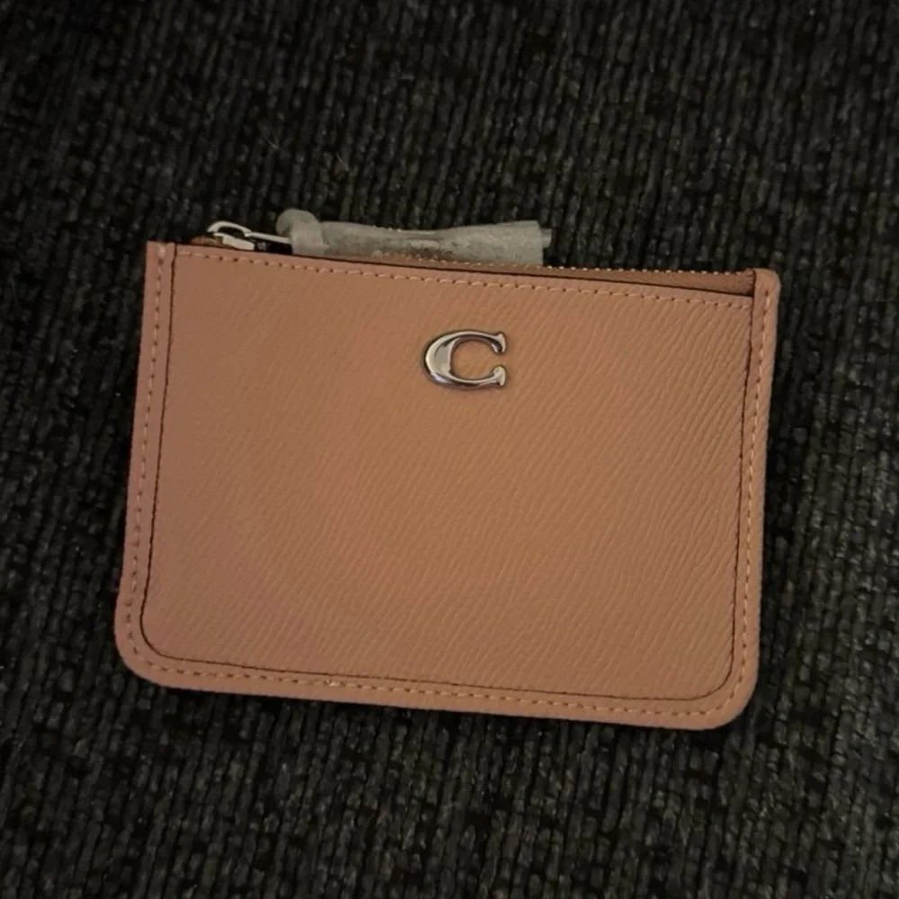 Coach Mini Skinny ID Card Case Wallet in Silver/Buff Tan Crossgrain Leather NWT - Picture 5 of 15